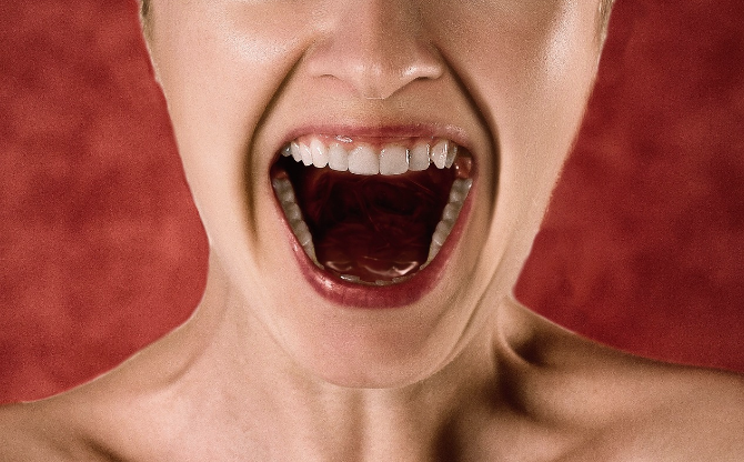 showing teeth